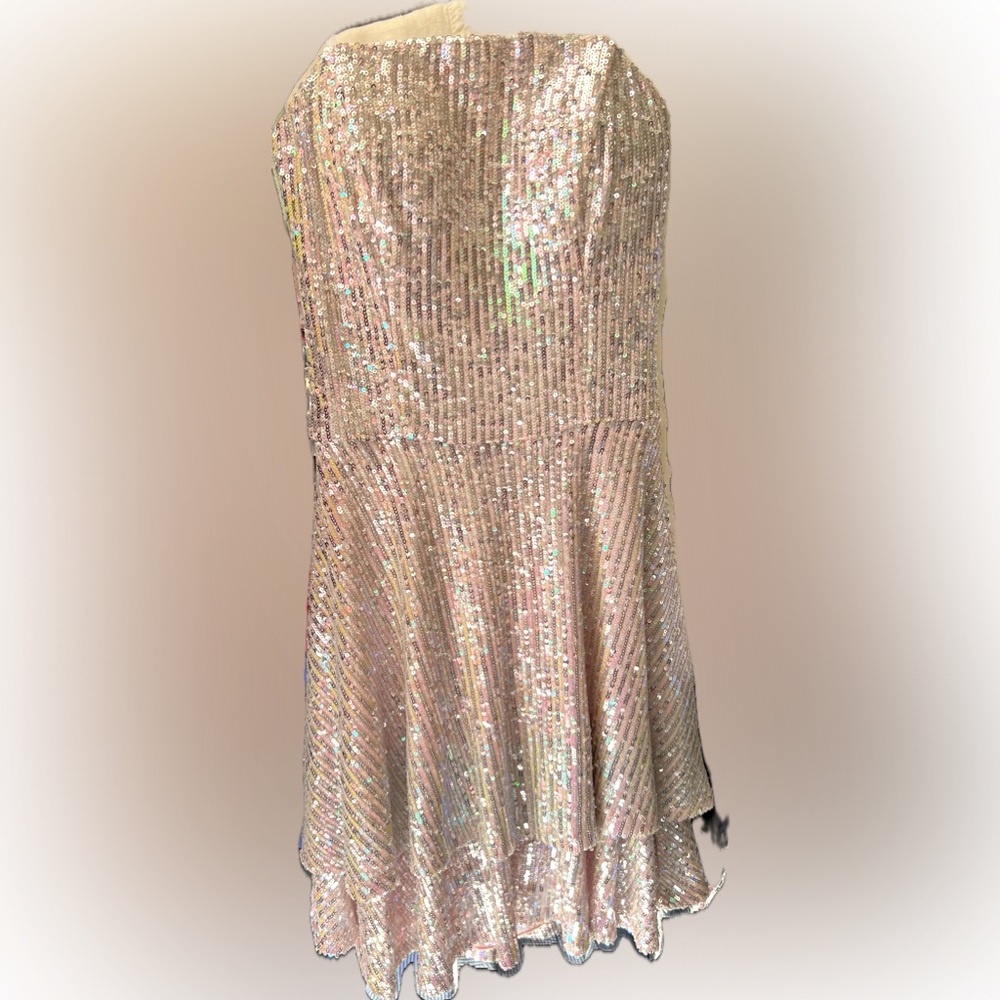 Pink and silver sequin formal dress